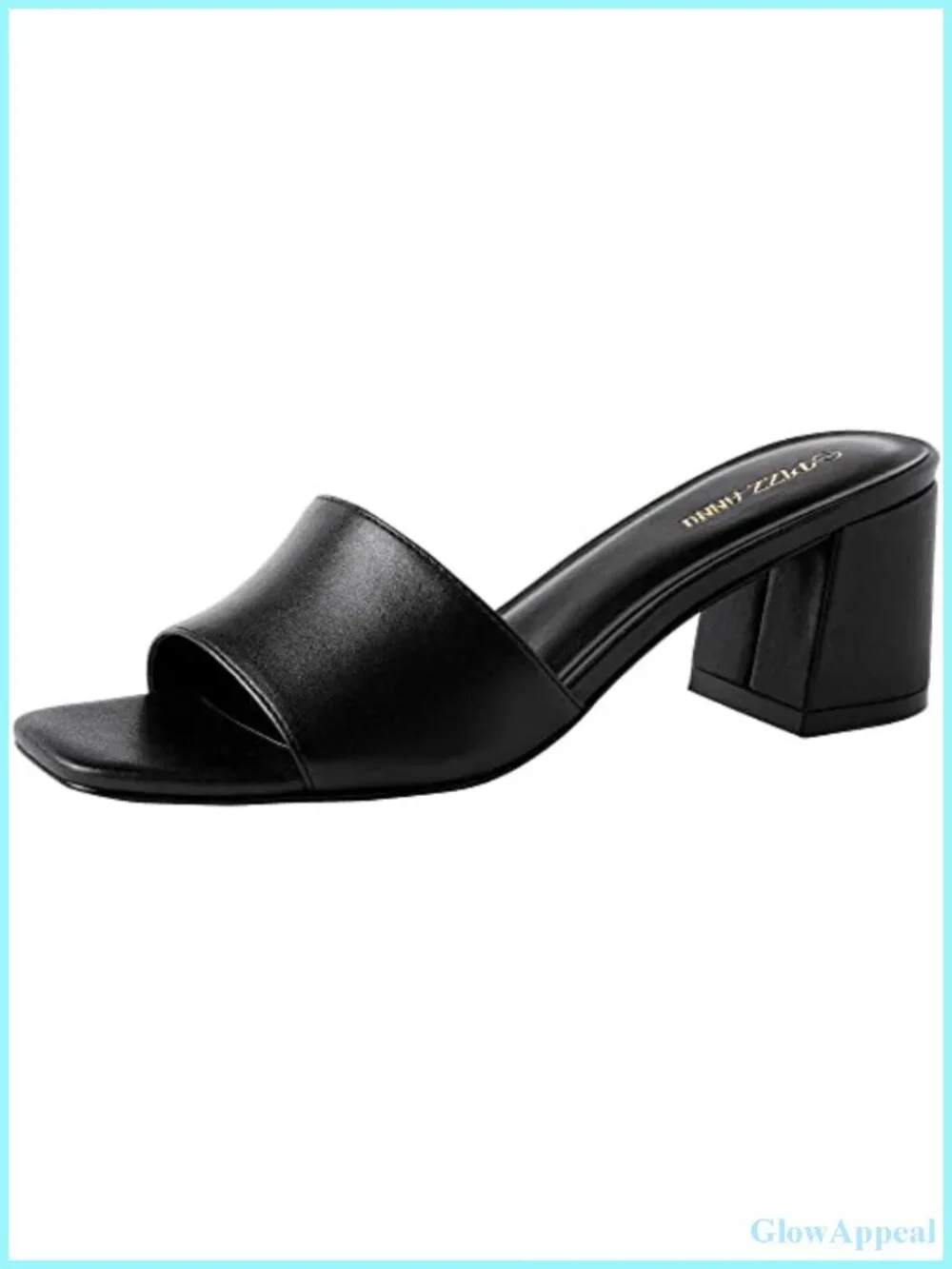 Women's Square Open Toe Low Block Heel Slide Sandals PU Comfortable Casual